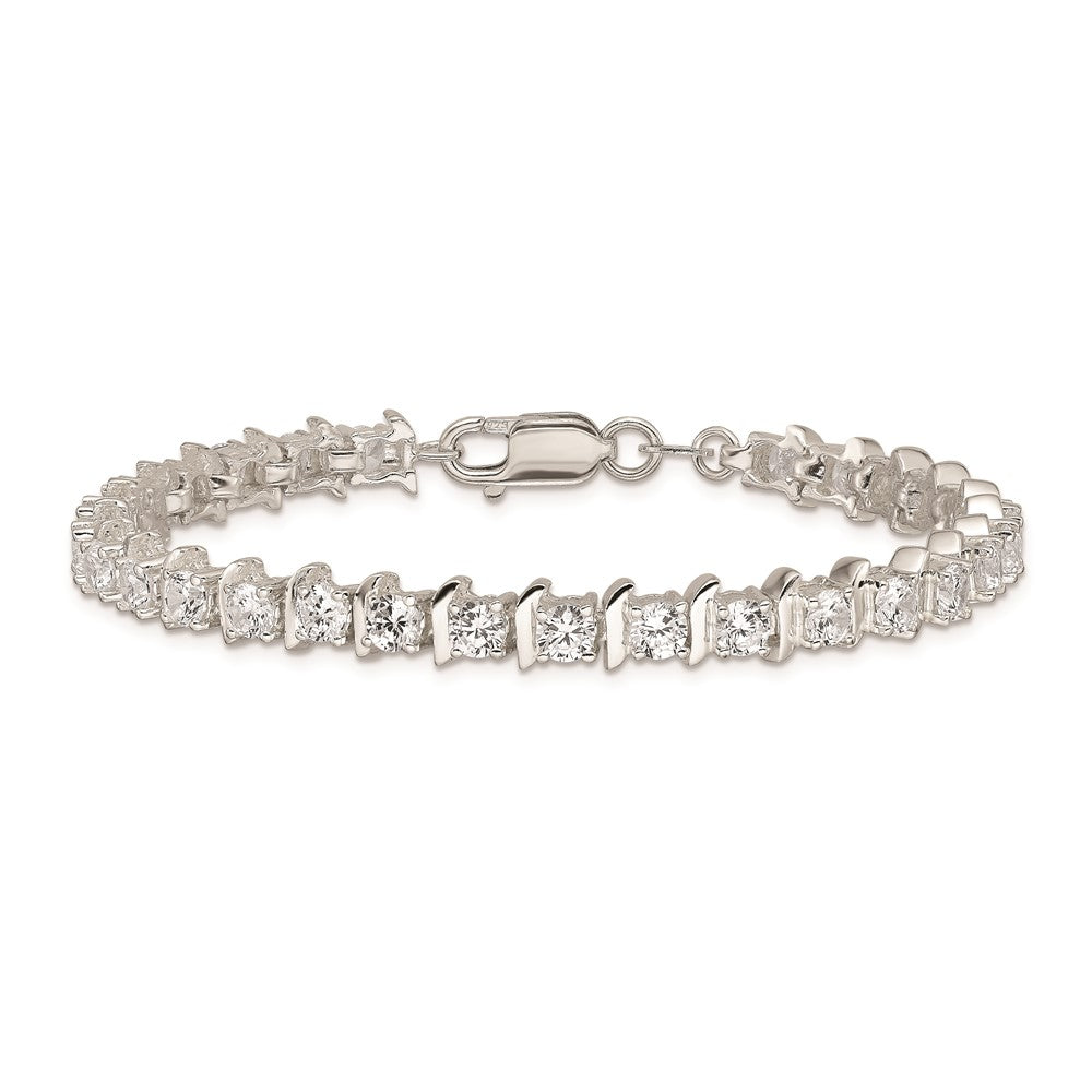 Sterling Silver CZ Fancy Polished Bracelet