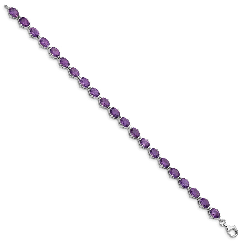 Sterling Silver Rhodium-plated Amethyst Bracelet