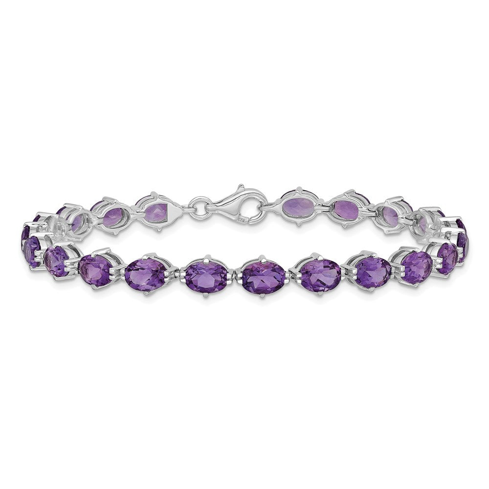 Sterling Silver Rhodium-plated Amethyst Bracelet