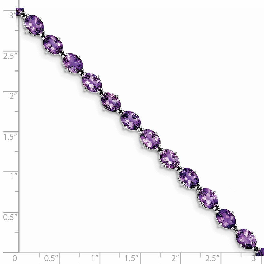 Sterling Silver Rhodium-plated Amethyst Bracelet