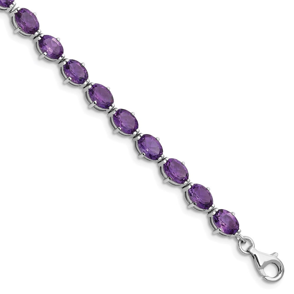 Sterling Silver Rhodium-plated Amethyst Bracelet