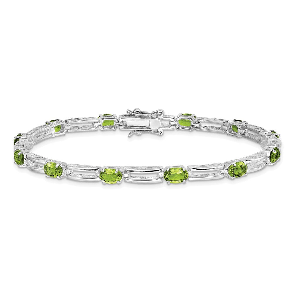 Sterling Silver Rhodium-plated Peridot Bracelet