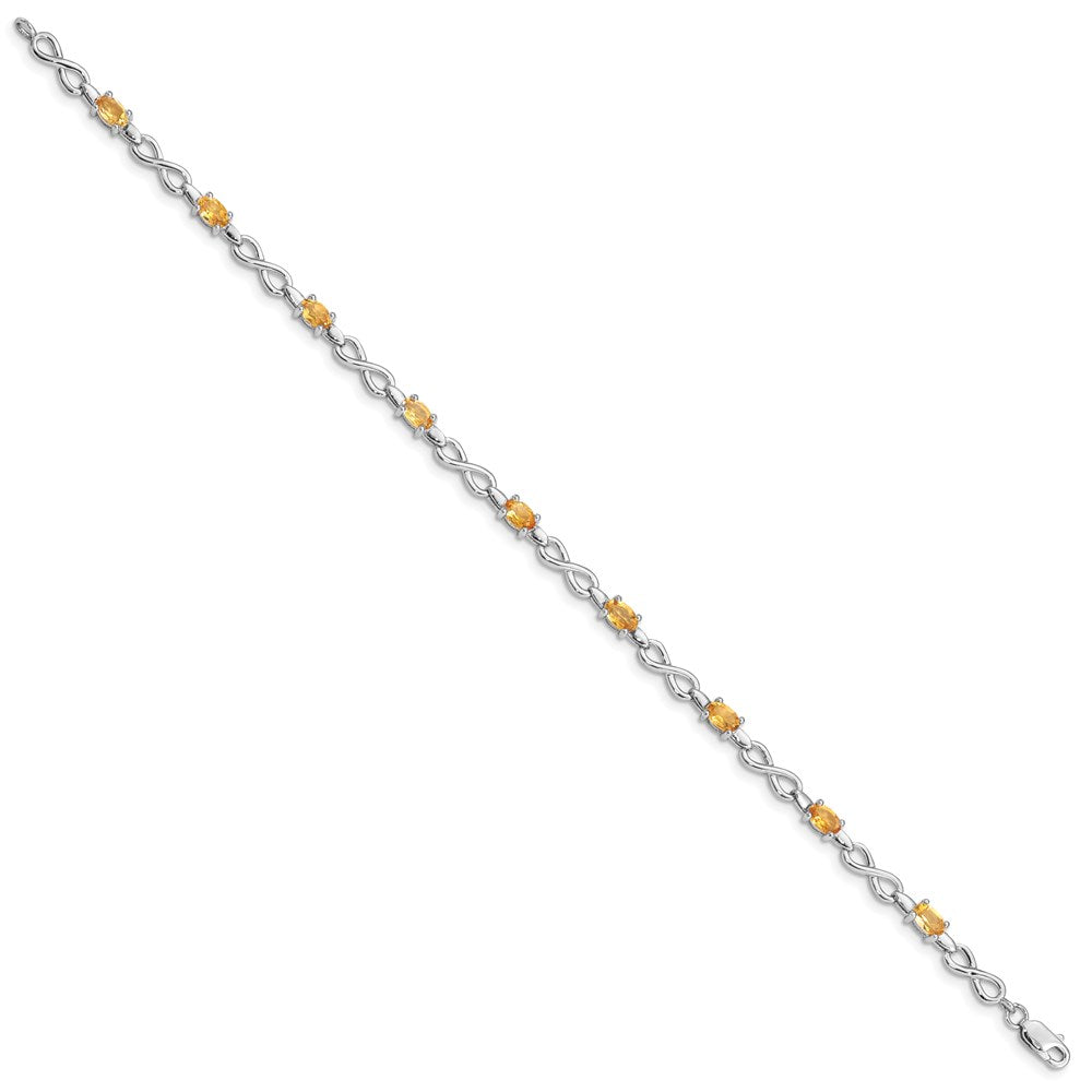 Sterling Silver Rhodium-plated Citrine Bracelet