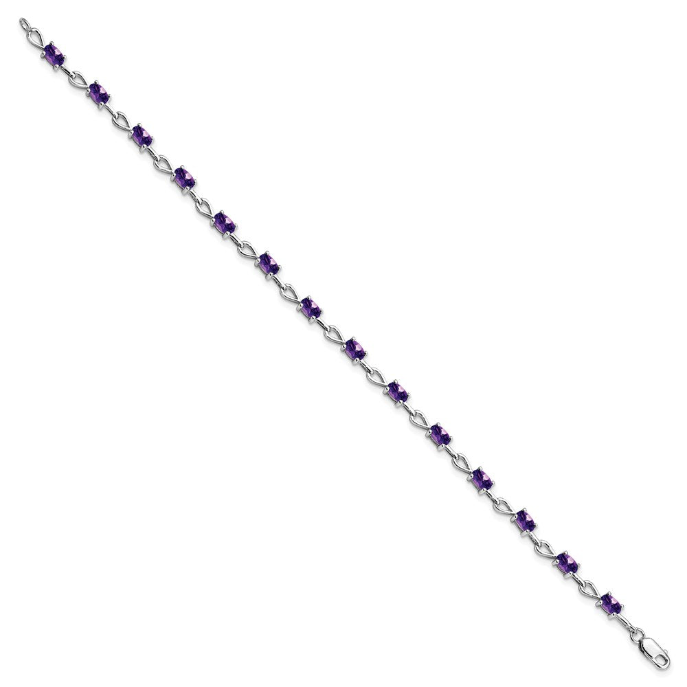 Sterling Silver Rhodium-plated Amethyst Bracelet