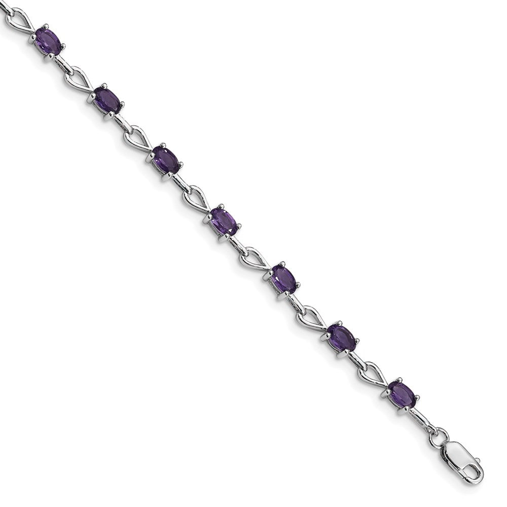 Sterling Silver Rhodium-plated Amethyst Bracelet