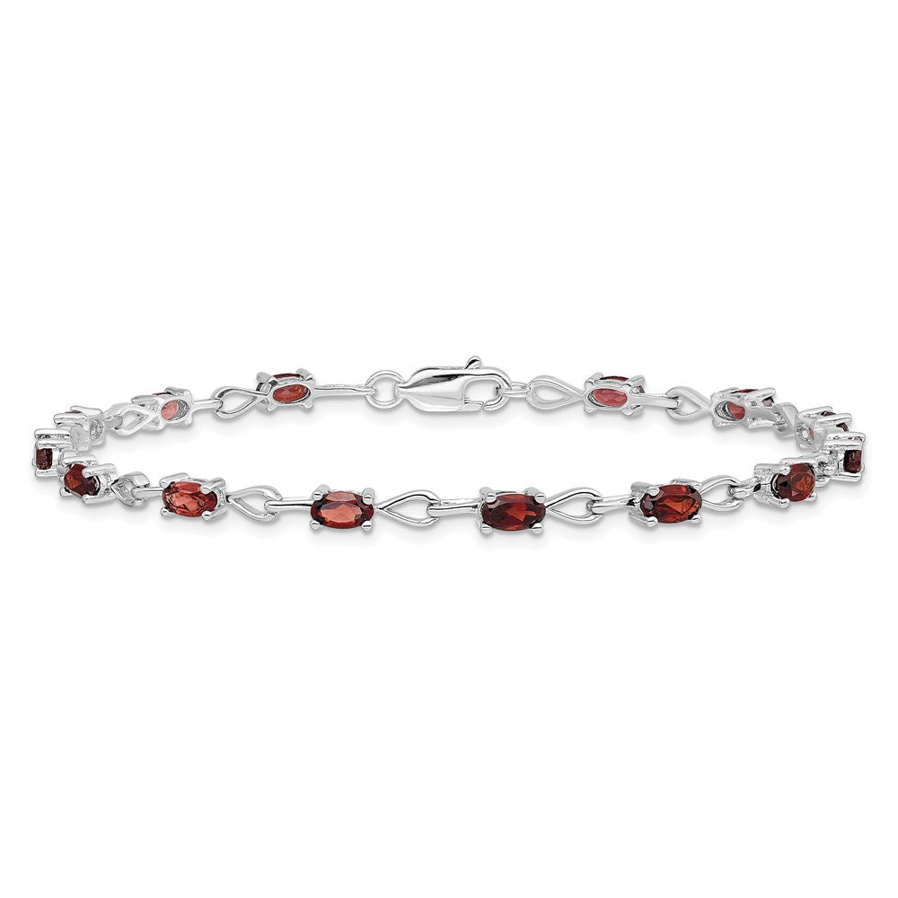 Sterling Silver Rhodium-plated Garnet Bracelet