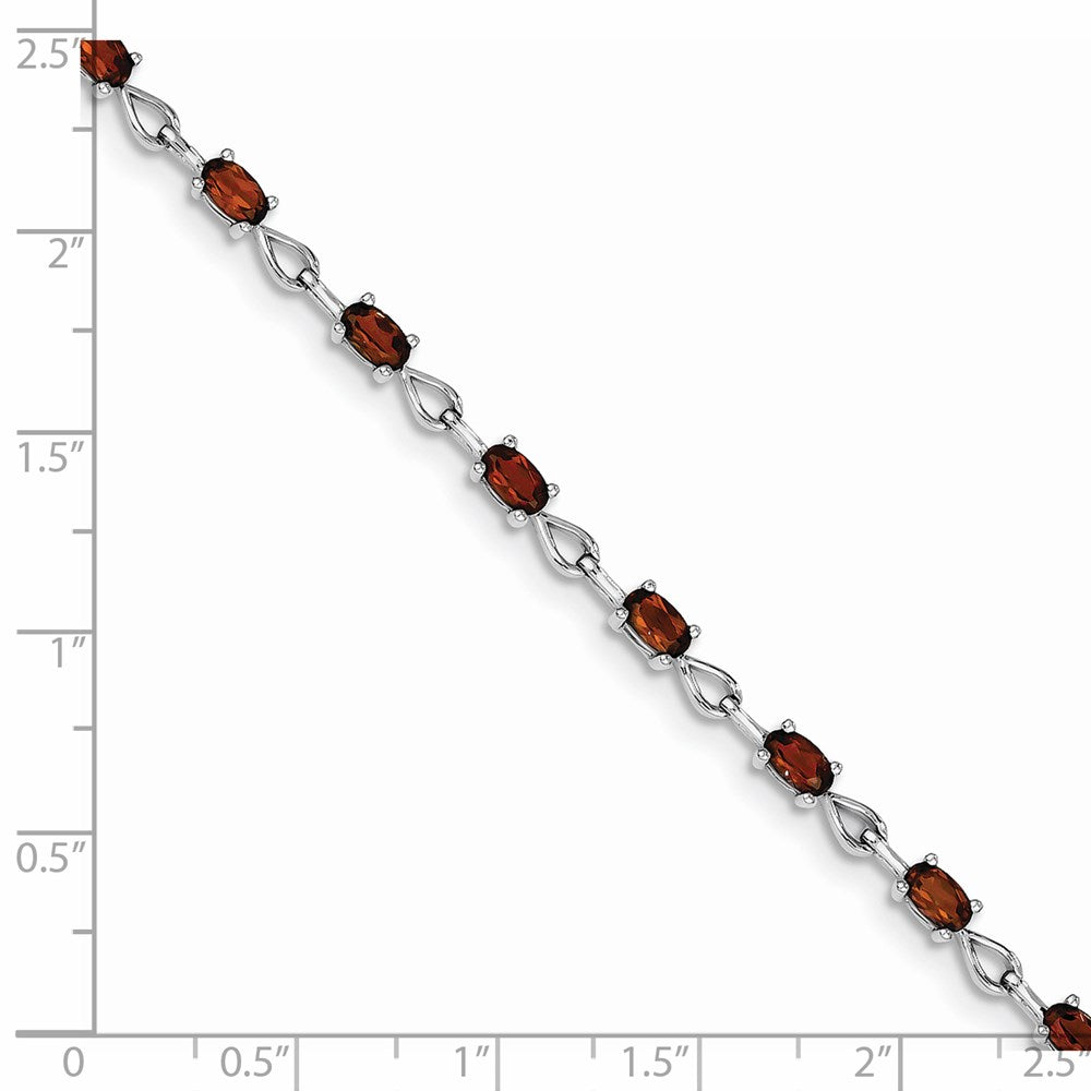 Sterling Silver Rhodium-plated Garnet Bracelet