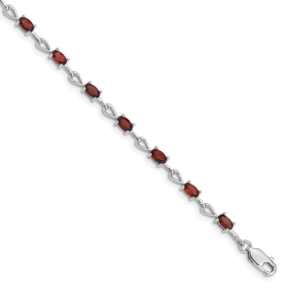 Sterling Silver Rhodium-plated Garnet Bracelet