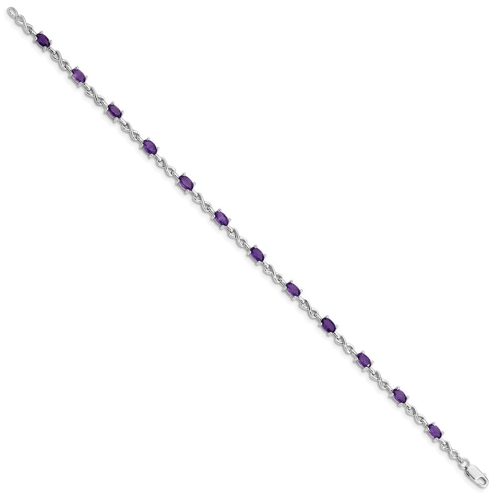 Sterling Silver Rhodium-plated Amethyst Bracelet