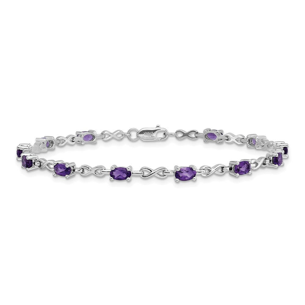 Sterling Silver Rhodium-plated Amethyst Bracelet