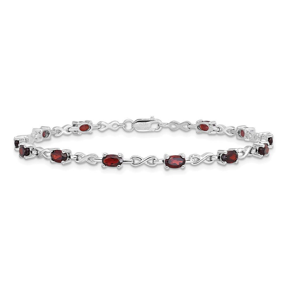 Sterling Silver Rhodium-plated Garnet Bracelet