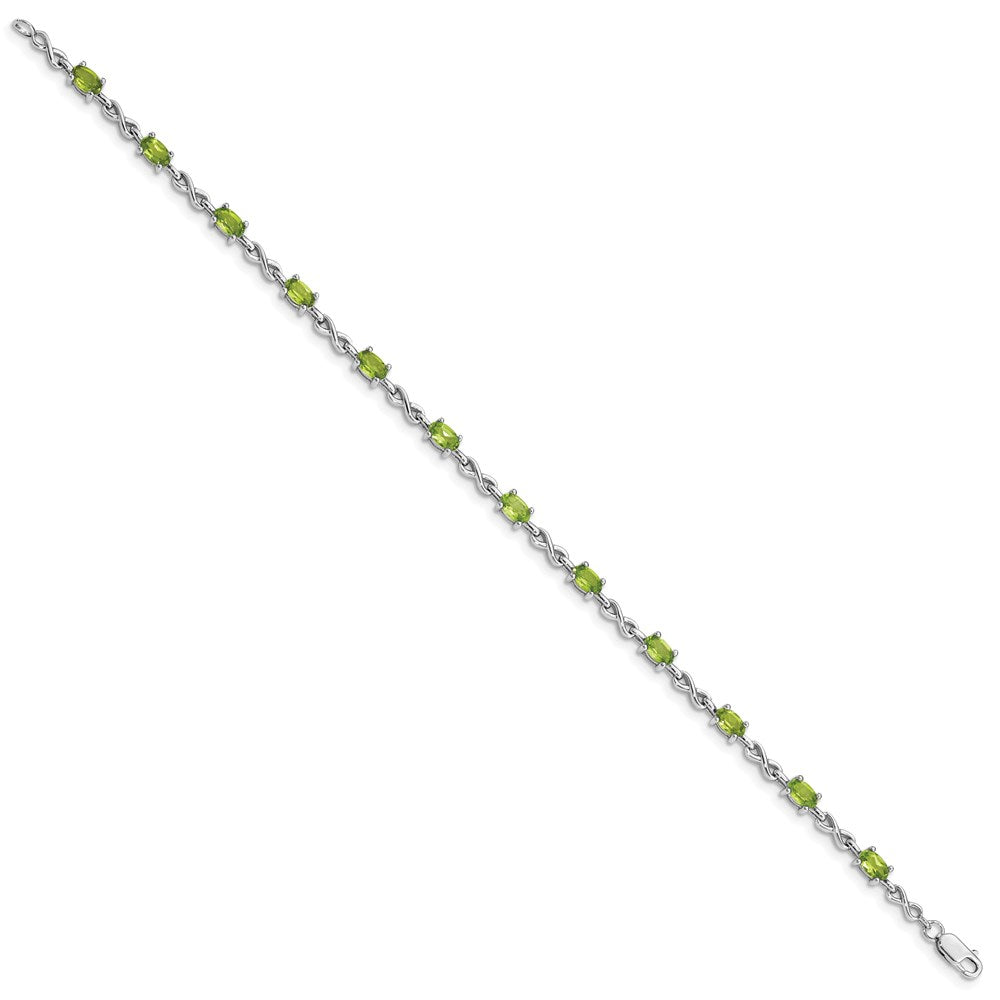 Sterling Silver Rhodium-plated Peridot Bracelet