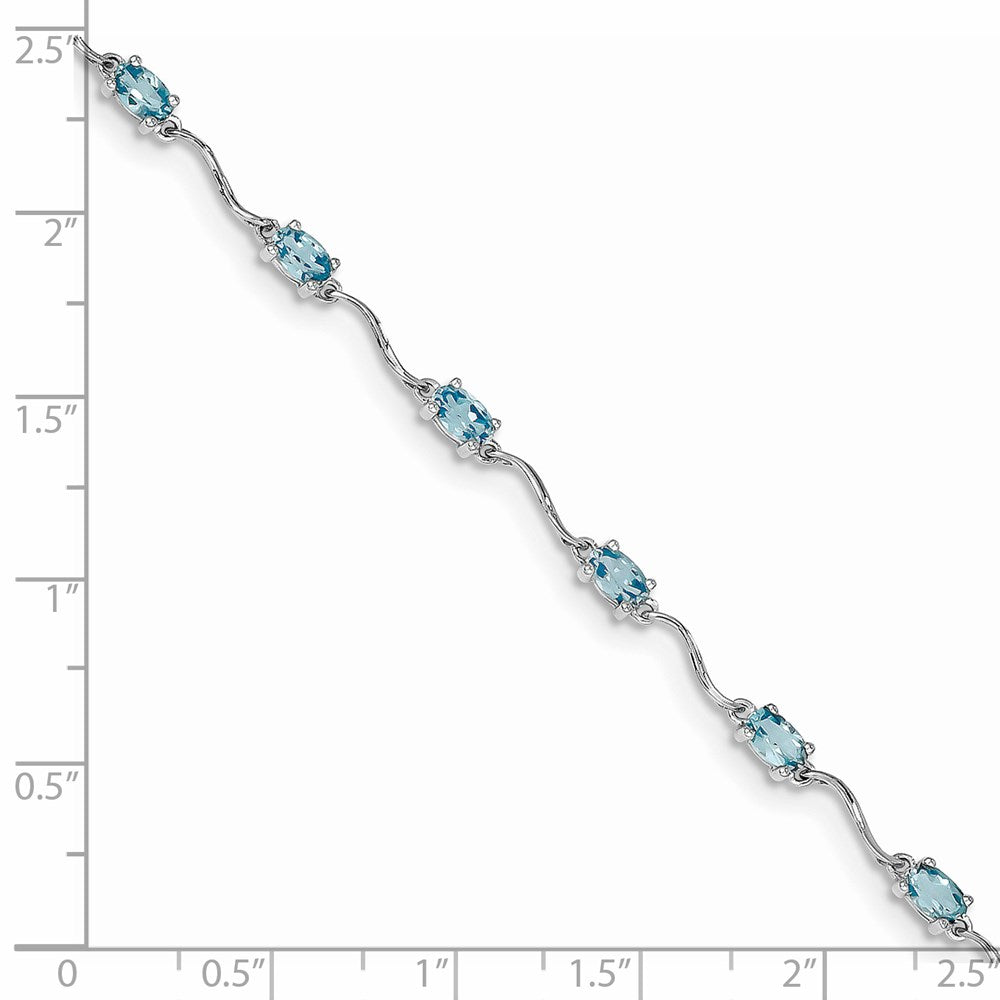 Sterling Silver Rhodium-plated Blue Topaz Bracelet