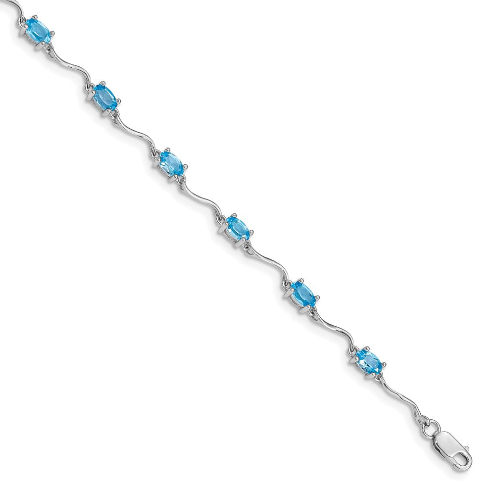 Sterling Silver Rhodium-plated Blue Topaz Bracelet