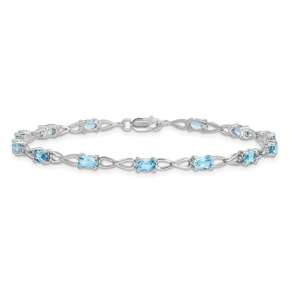 Sterling Silver Rhodium-plated Blue Topaz Bracelet