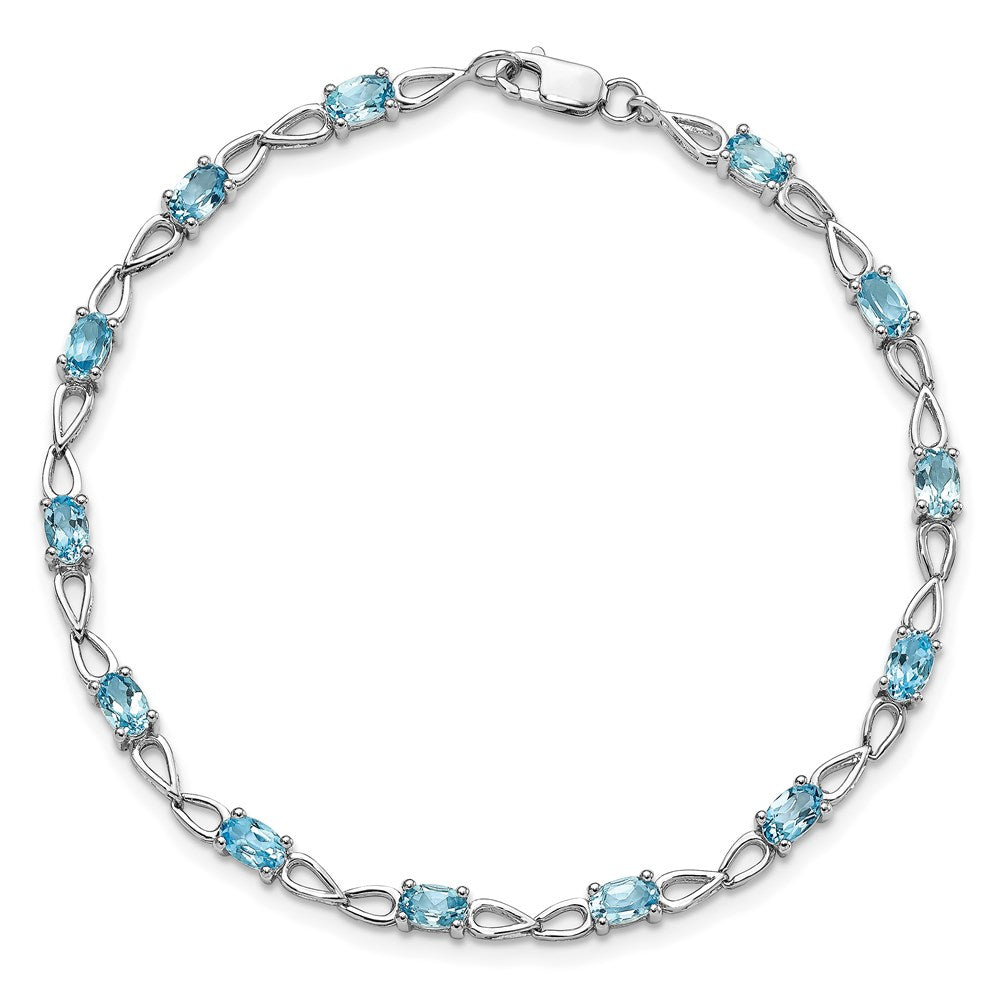 Sterling Silver Rhodium-plated Blue Topaz Bracelet