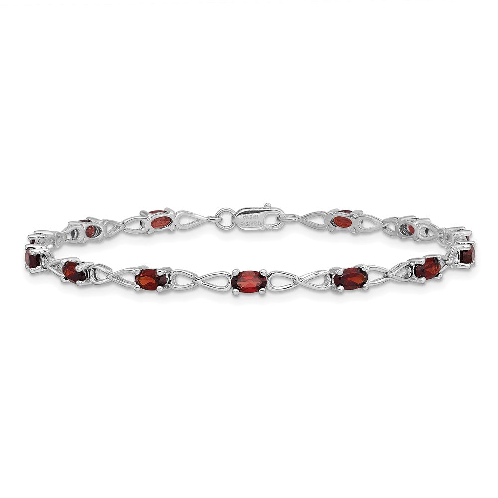 Sterling Silver Rhodium-plated Garnet Bracelet