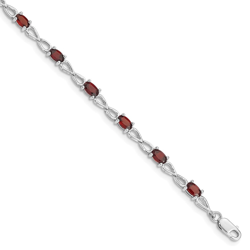 Sterling Silver Rhodium-plated Garnet Bracelet