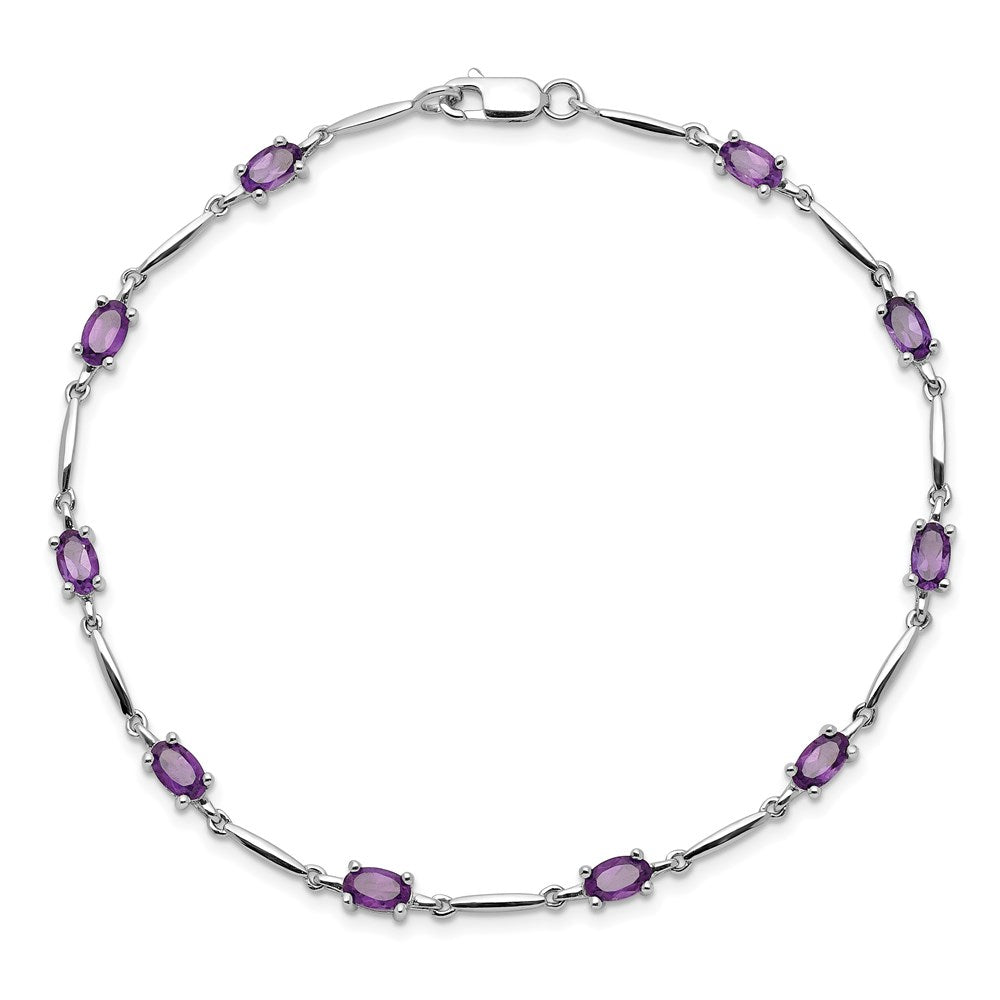 Sterling Silver Rhodium-plated Amethyst Bracelet