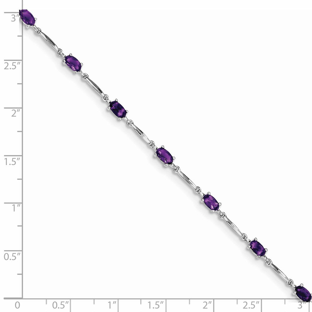 Sterling Silver Rhodium-plated Amethyst Bracelet