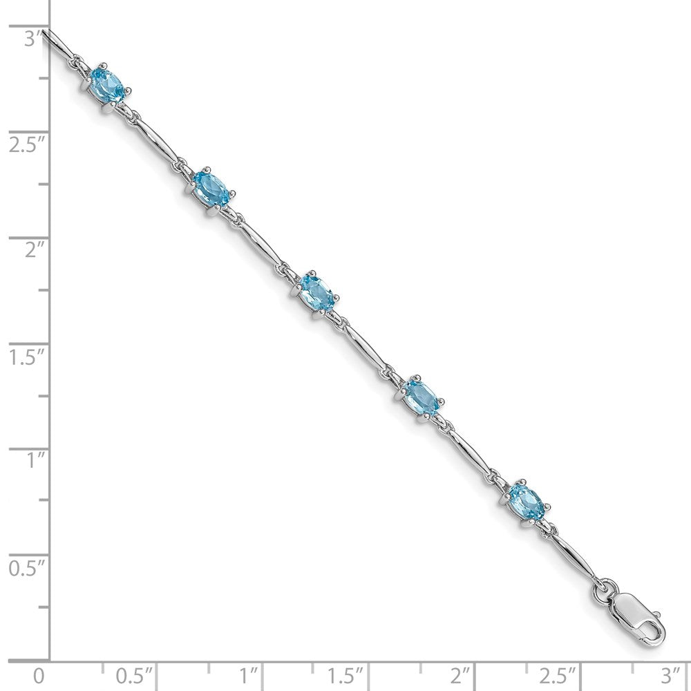 Sterling Silver Rhodium-plated Blue Topaz Bracelet