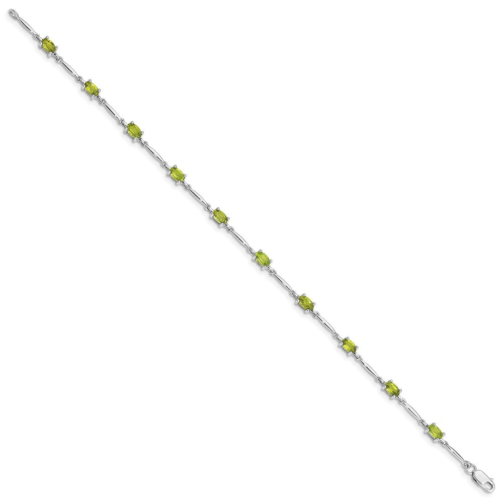 Sterling Silver Rhodium-plated Peridot Bracelet