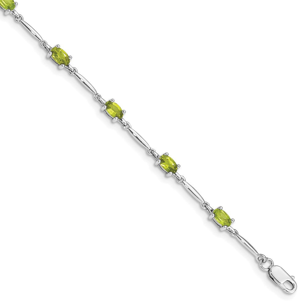 Sterling Silver Rhodium-plated Peridot Bracelet