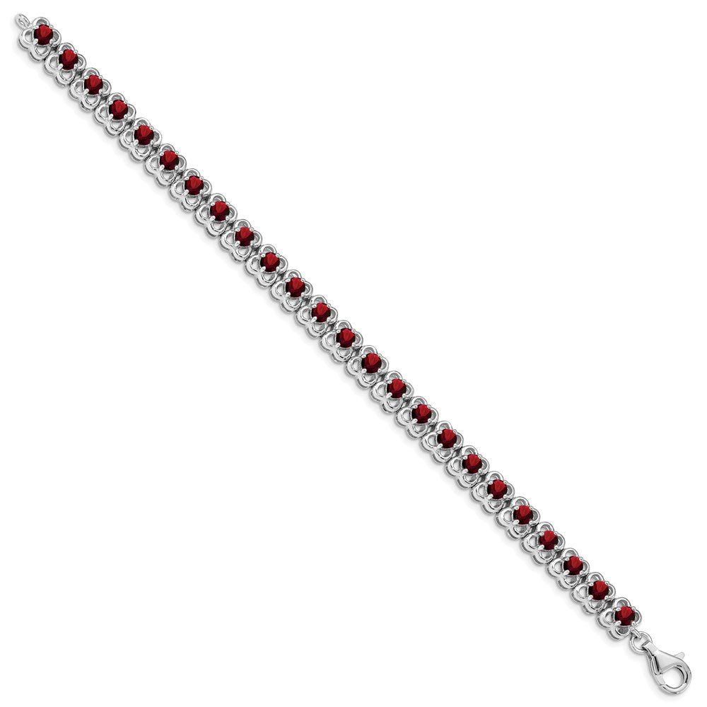 Sterling Silver Rhodium-plated Garnet Bracelet