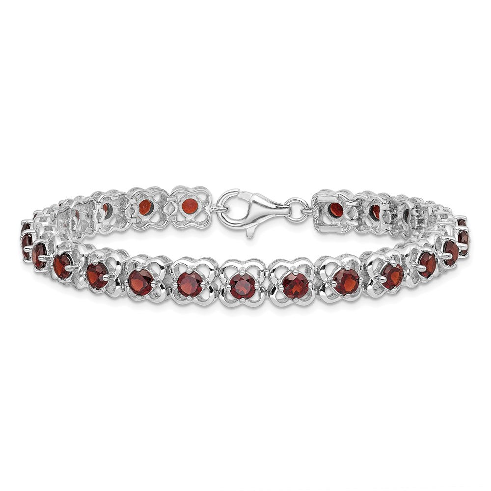 Sterling Silver Rhodium-plated Garnet Bracelet