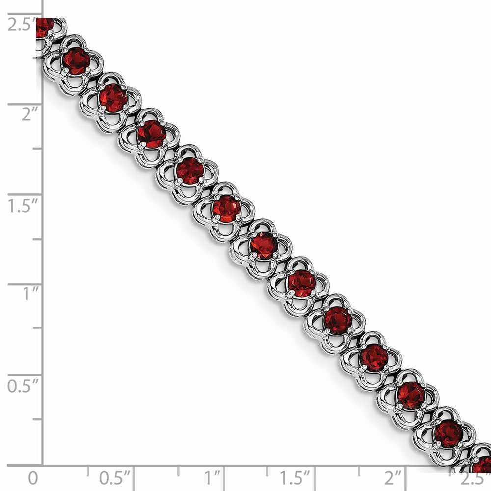 Sterling Silver Rhodium-plated Garnet Bracelet