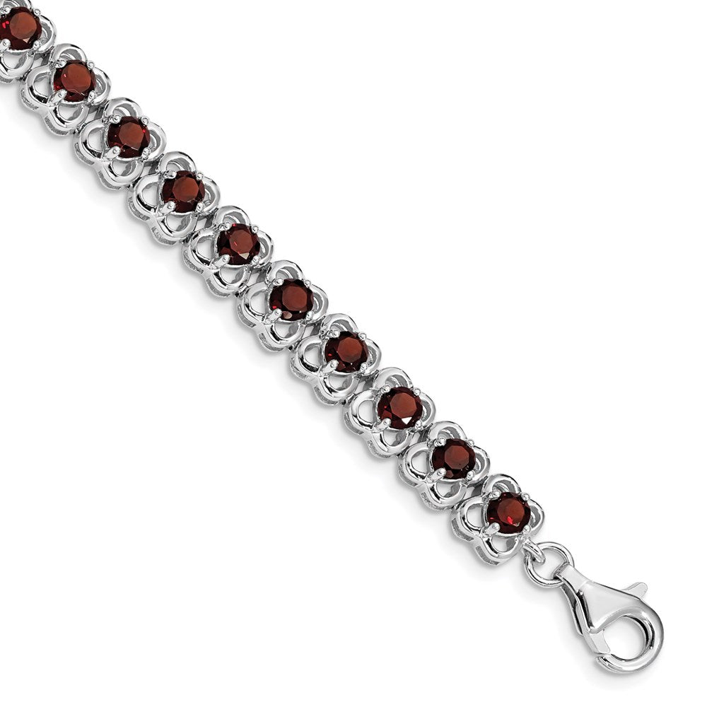 Sterling Silver Rhodium-plated Garnet Bracelet