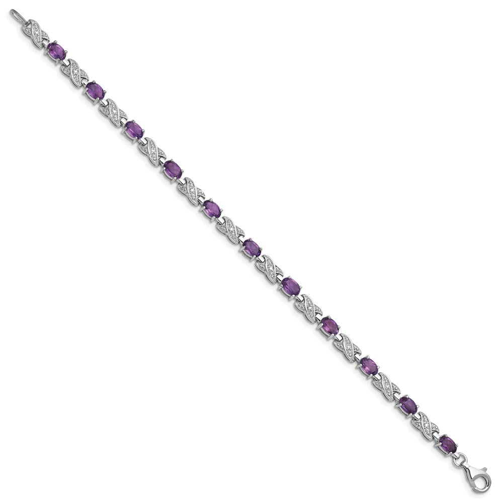 Sterling Silver Rhodium-plated Amethyst Bracelet