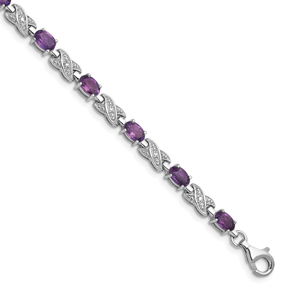 Sterling Silver Rhodium-plated Amethyst Bracelet