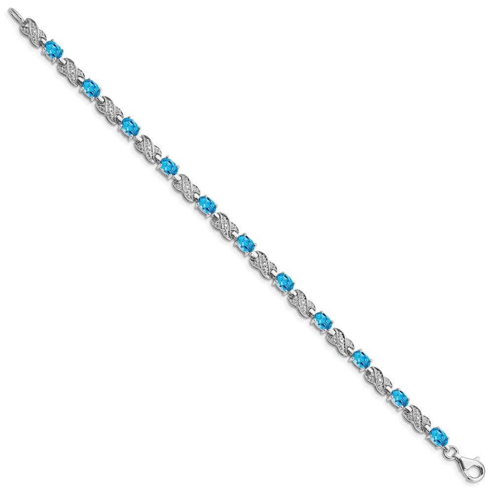 Sterling Silver Rhodium-plated Blue Topaz Bracelet