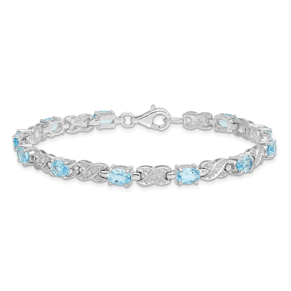 Sterling Silver Rhodium-plated Blue Topaz Bracelet