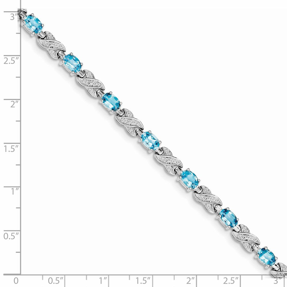 Sterling Silver Rhodium-plated Blue Topaz Bracelet