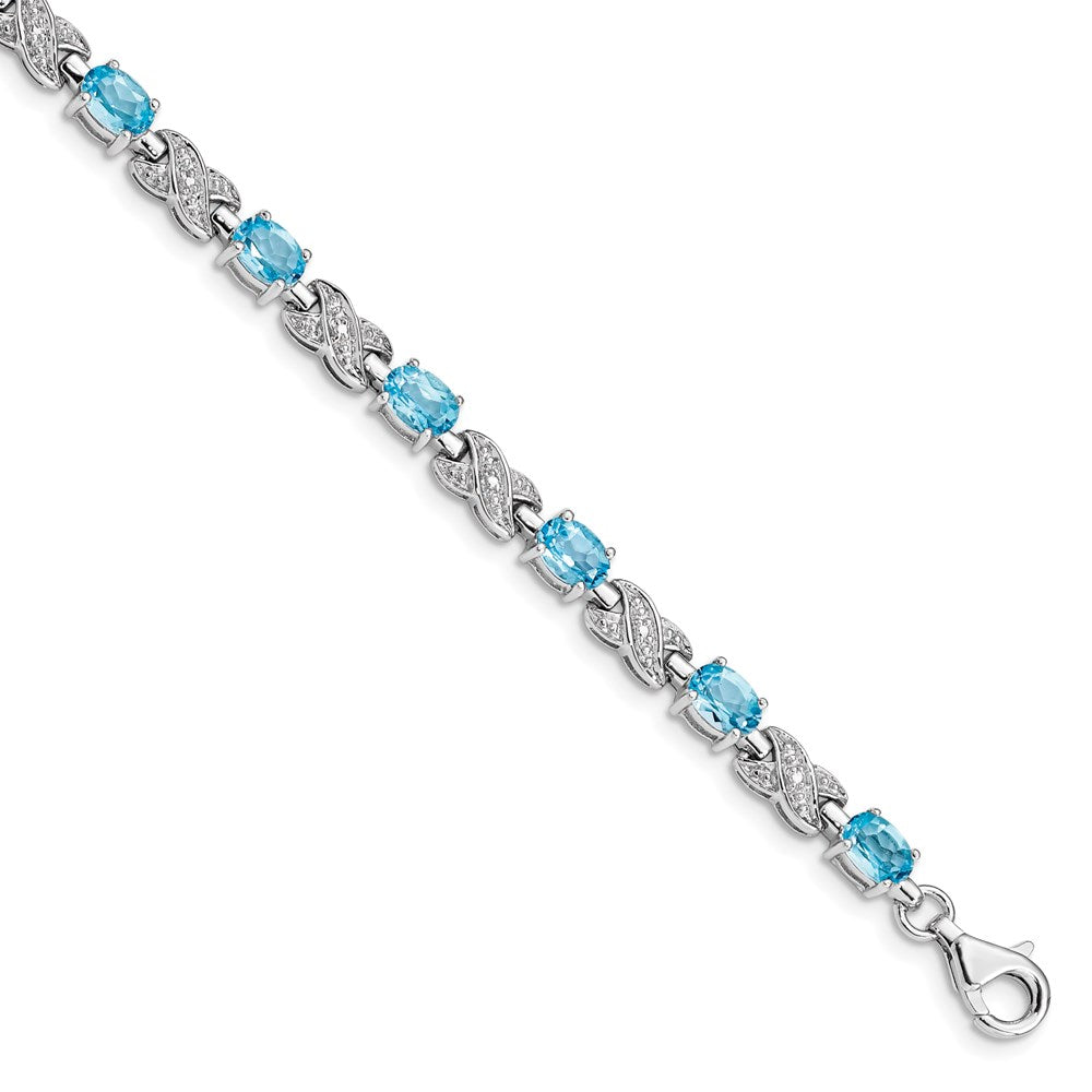 Sterling Silver Rhodium-plated Blue Topaz Bracelet