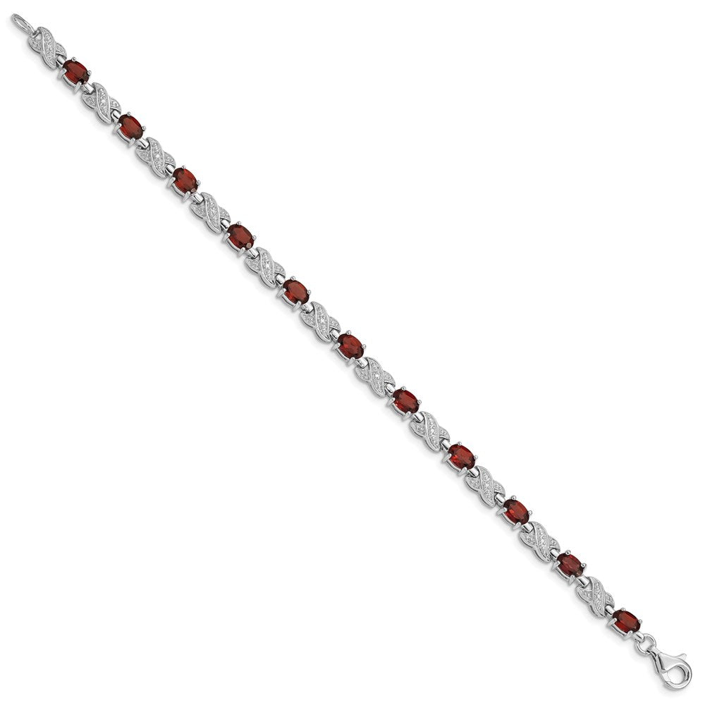 Sterling Silver Rhodium-plated Garnet Bracelet