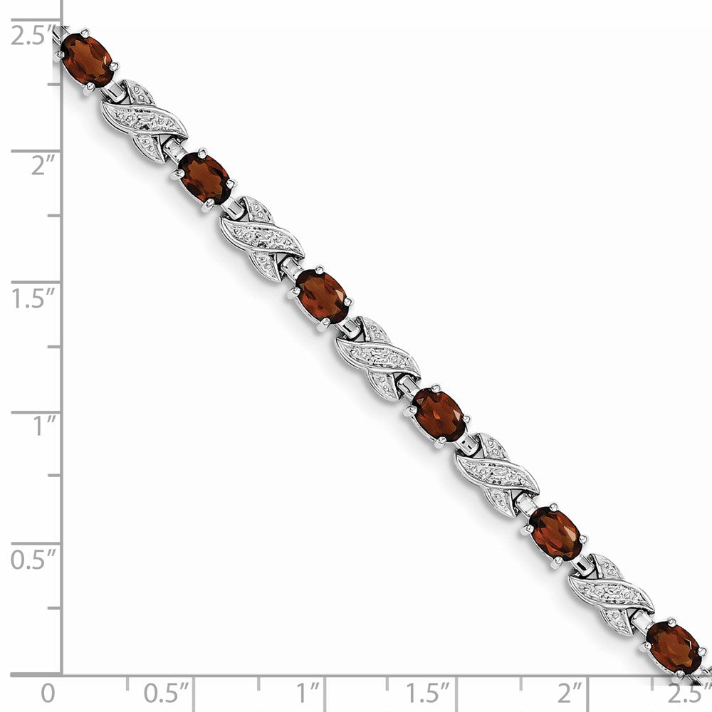 Sterling Silver Rhodium-plated Garnet Bracelet