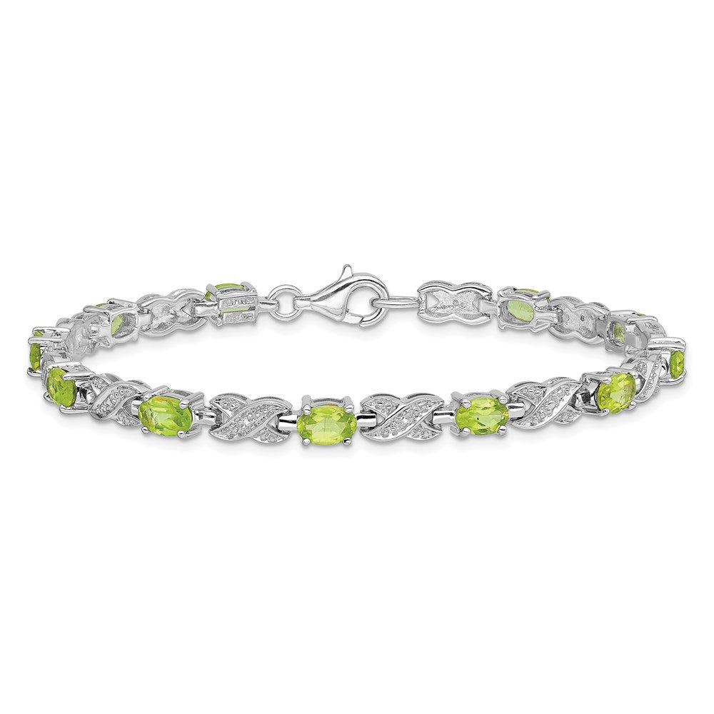 Sterling Silver Rhodium-plated Peridot Bracelet