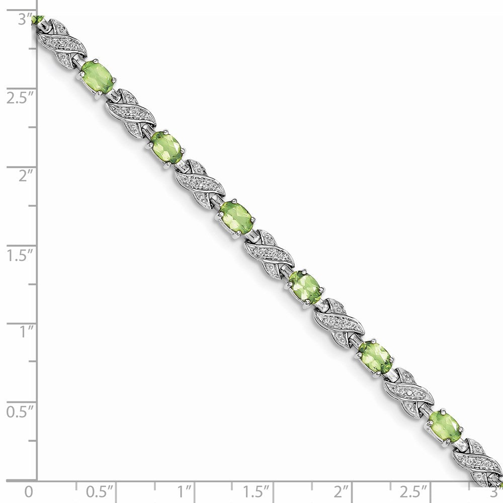 Sterling Silver Rhodium-plated Peridot Bracelet