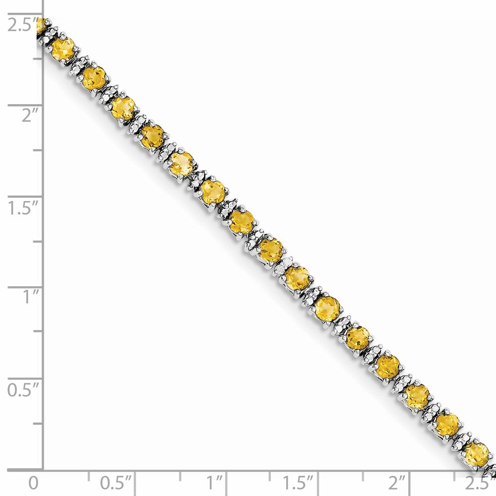 Sterling Silver Rhodium-plated Citrine and Diamond Bracelet