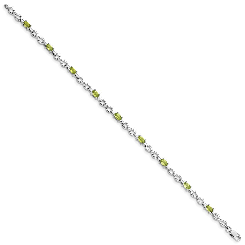 Sterling Silver Rhodium-plated Peridot Bracelet