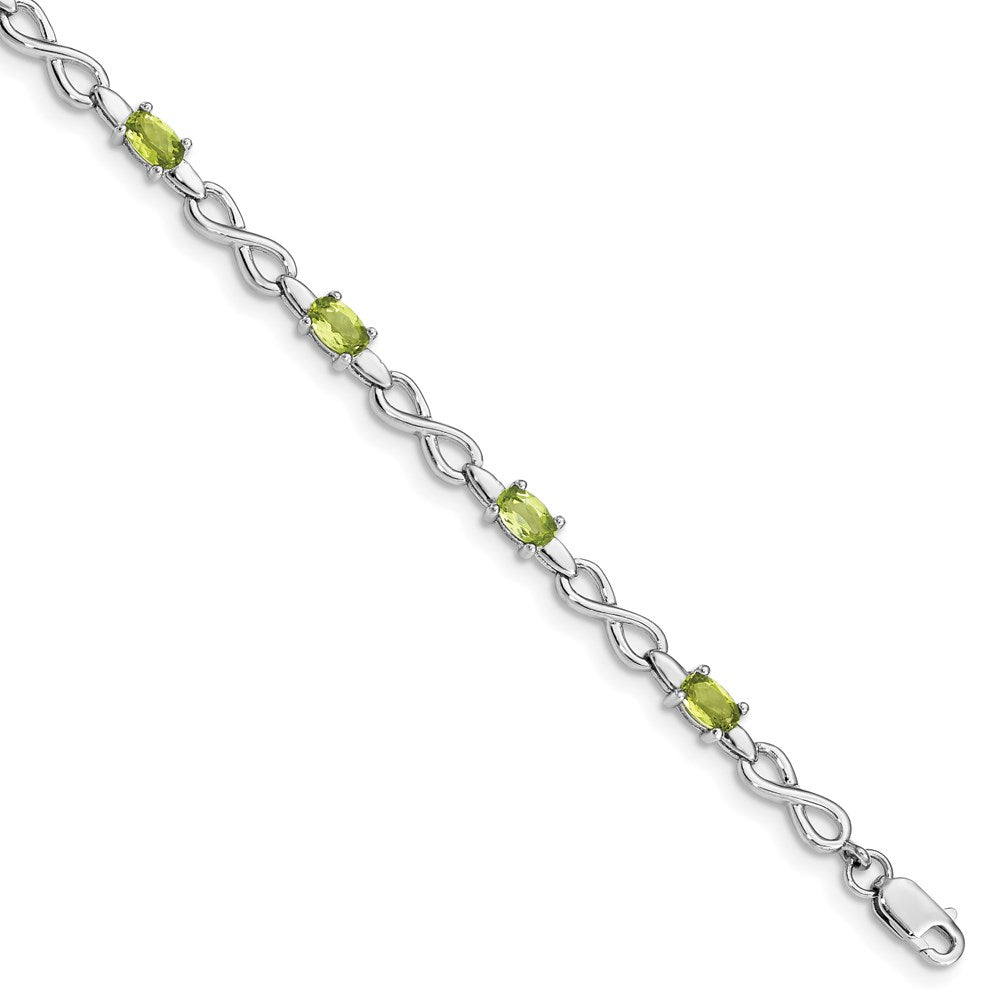 Sterling Silver Rhodium-plated Peridot Bracelet