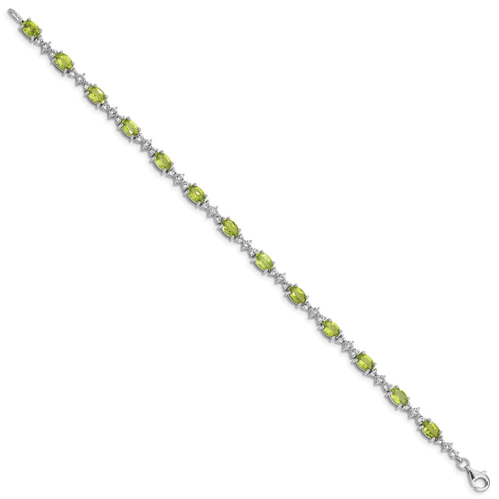 Sterling Silver Rhodium-plated Peridot White Topaz Bracelet