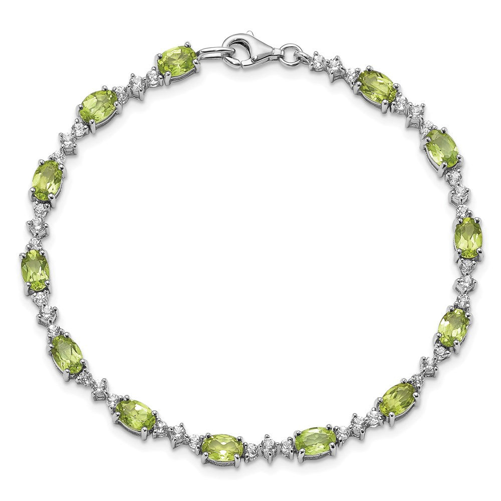 Sterling Silver Rhodium-plated Peridot White Topaz Bracelet