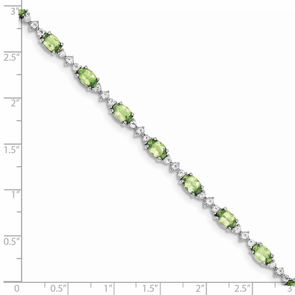 Sterling Silver Rhodium-plated Peridot White Topaz Bracelet