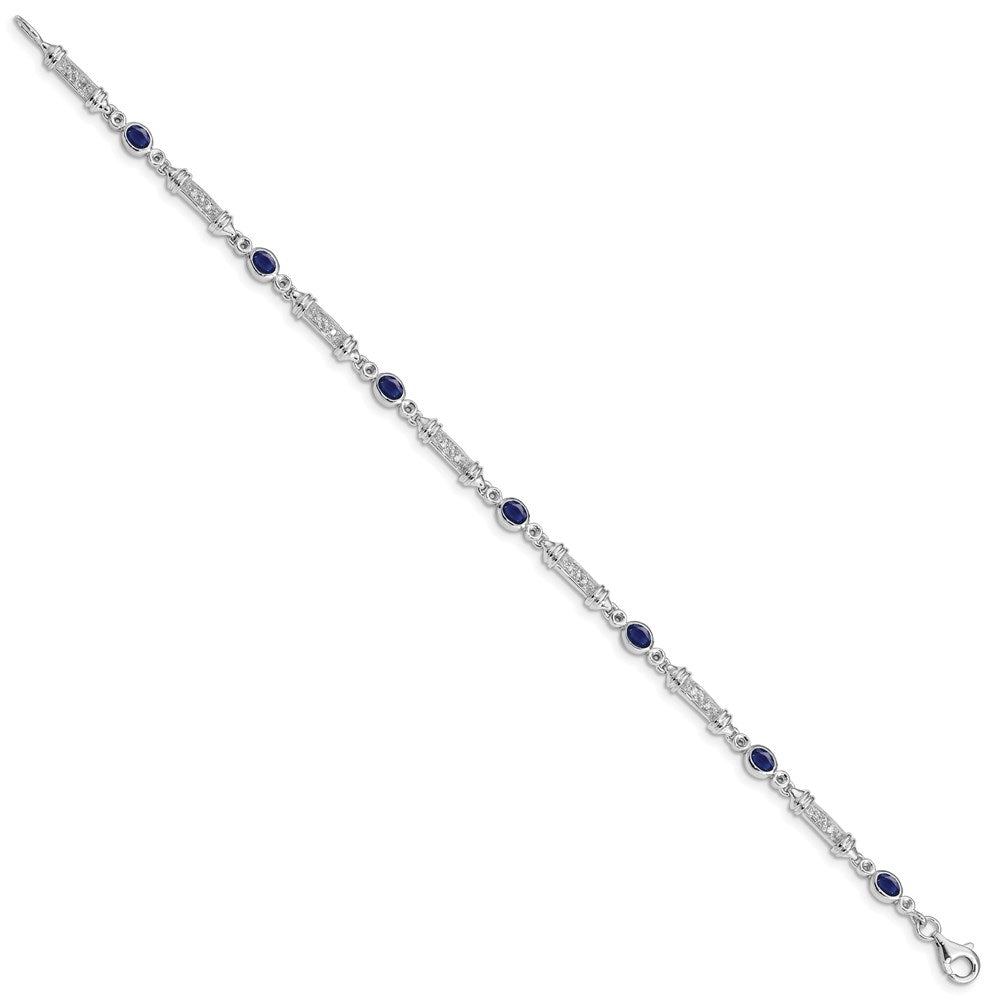 Sterling Silver Rhodium-plated Sapphire and Diamond Bracelet