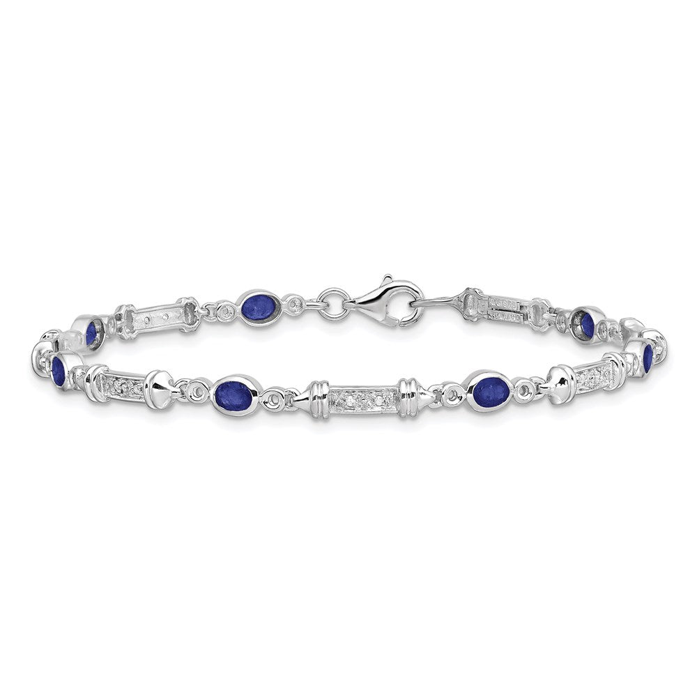 Sterling Silver Rhodium-plated Sapphire and Diamond Bracelet