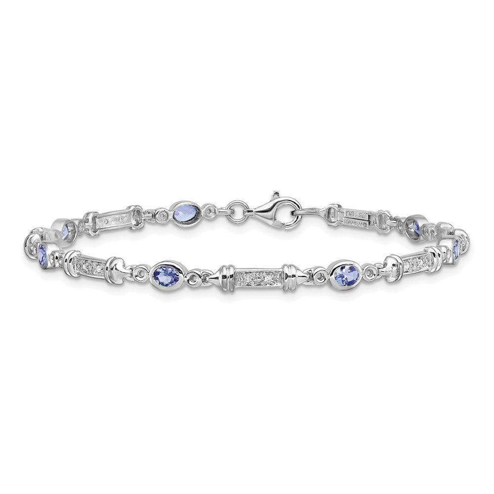 Sterling Silver Rhodium-plated Tanzanite and Diamond Bracelet